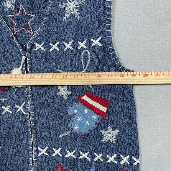 Vtg Bobbie Brooks Christmas Vest Women XL Mittens Vintage Ugly Sweater Grandma - Picture 5 of 10
